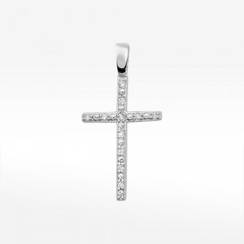 Krzyż z białego złota z diamentami  - próba 585 0,055CT K-004 B