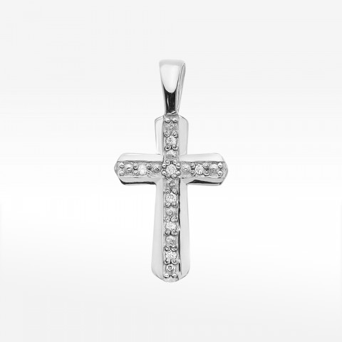 Krzyż z żółtego złota z diamentami  - próba 585 0,035CT K-005 B