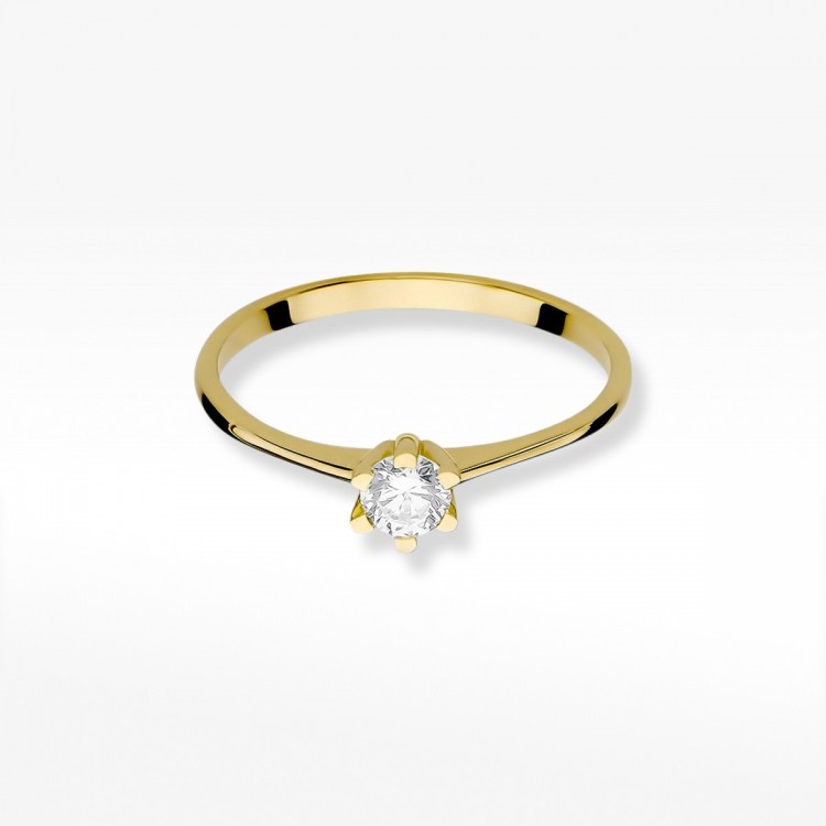 Pierścionek z żółtego złota z diamentem - próba 585 0,23CT W-387A