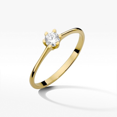Pierścionek z żółtego złota z diamentem - próba 585 0,23CT W-387A