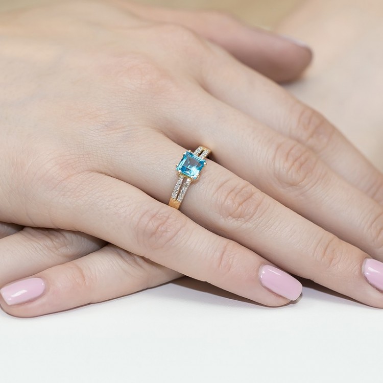 Pierścionek z różowego złota z topazem Swiss - próba 585 1,16CT PV-142CT