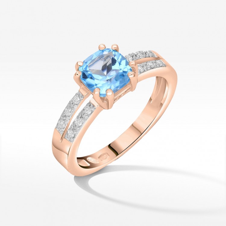 Pierścionek z różowego złota z topazem Swiss - próba 585 1,16CT PV-142CT