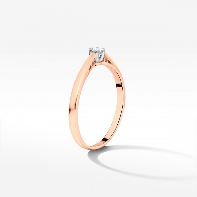 Pierścionek z żółtego złota z diamentem - próba 585 0,08CT PV-192C