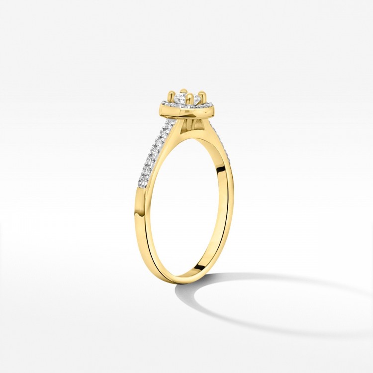 Pierścionek z żółtego złota z diamentami  - próba 585 0,28CT PV-213A