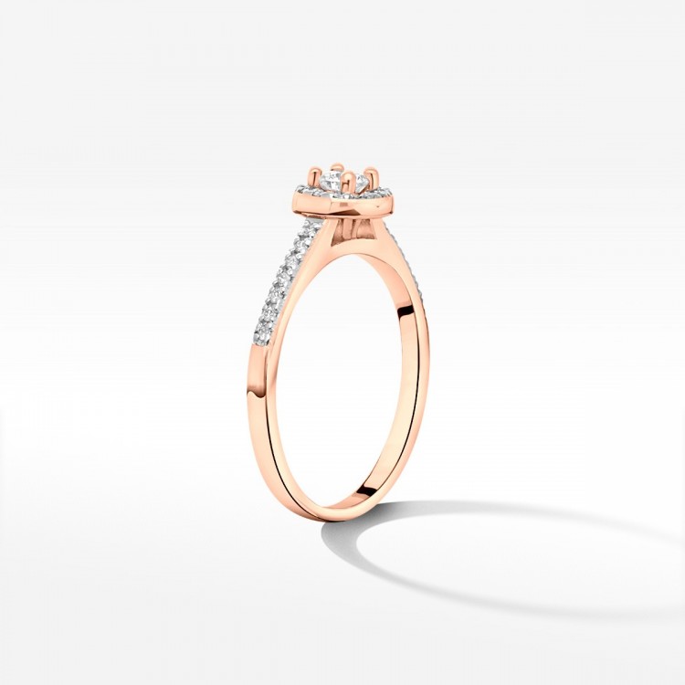 Pierścionek z różowego złota z diamentami  - próba 585 0,28CT PV-213C