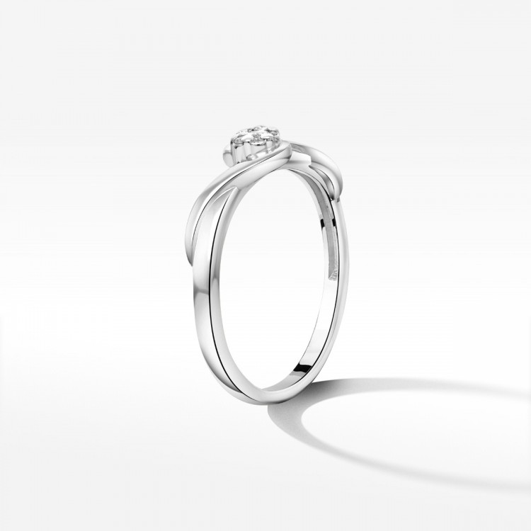 Pierścionek z białego złota z diamentami  - próba 585 0,08CT PV-211B