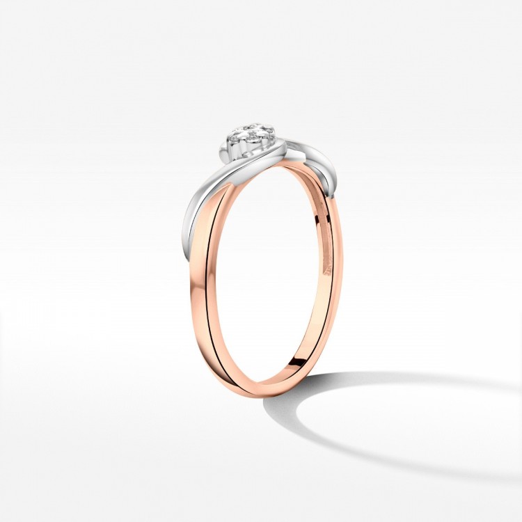 Pierścionek z różowego złota z diamentami  - próba 585 0,08CT PV-211C