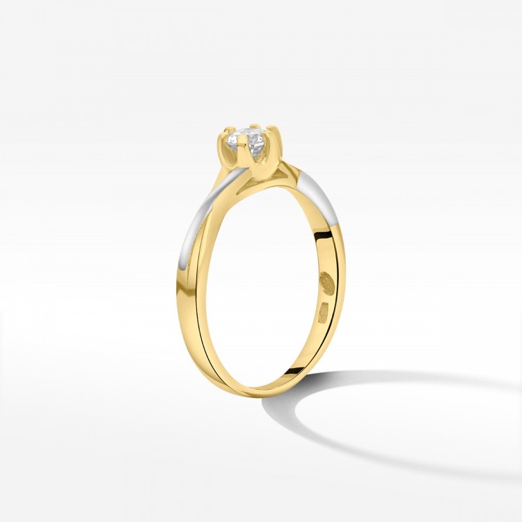 Pierścionek z żółtego złota z diamentem - próba 585 0,23CT PV-208A