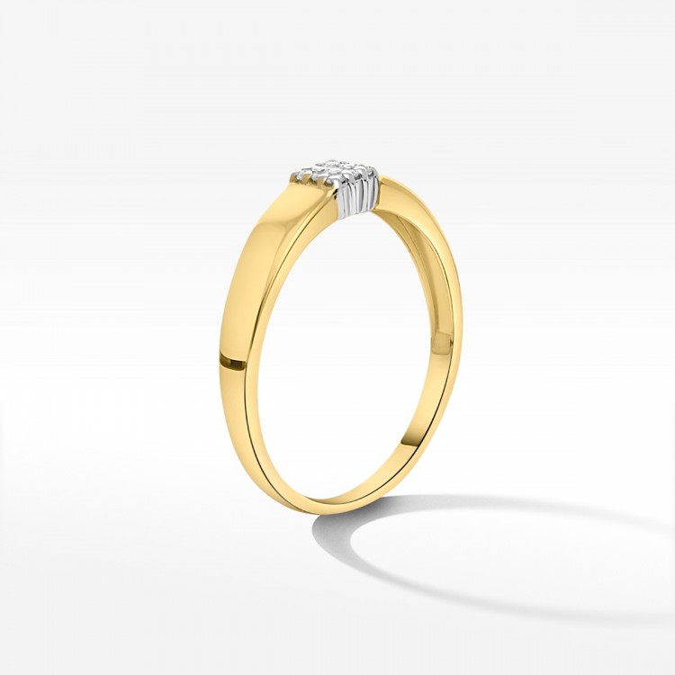 Pierścionek z żółtego złota z diamentami  - próba 585 0,08CT PV-207A