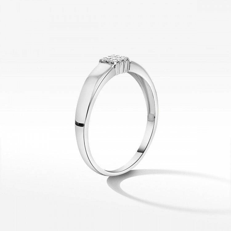 Pierścionek z białego złota z diamentami  - próba 585 0,08CT PV-207B