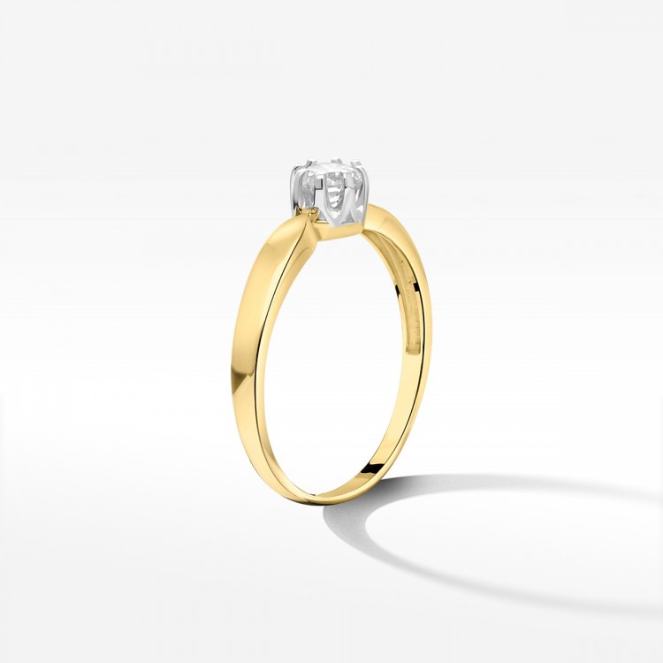 Pierścionek z żółtego złota z diamentem - próba 585 0,30CT PV-195A