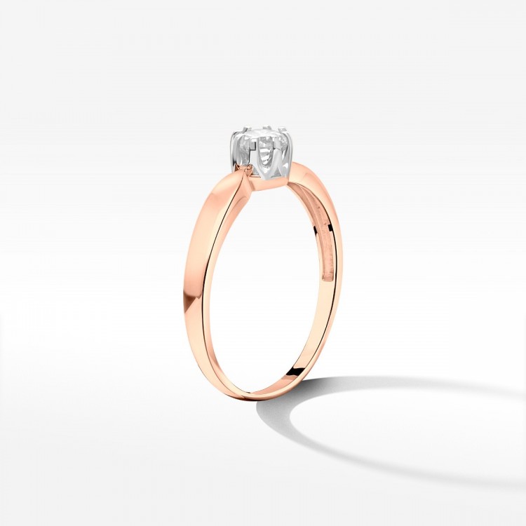 Pierścionek z różowego złota z diamentem - próba 585 0,30CT PV-195C