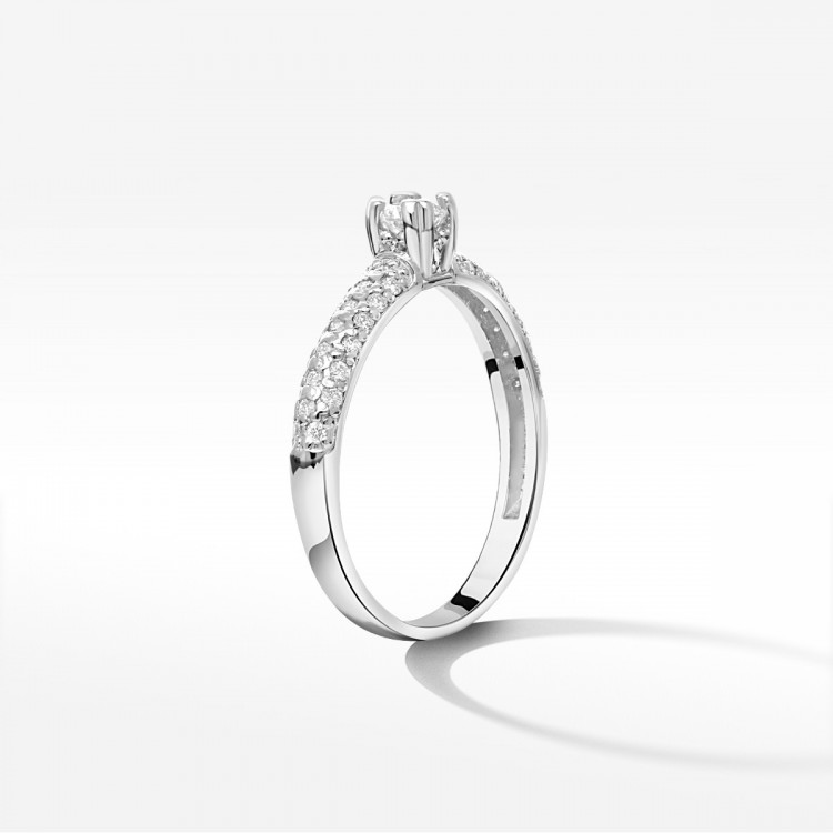 Pierścionek z białego złota z diamentami  - próba 585 0,36CT PV-198B