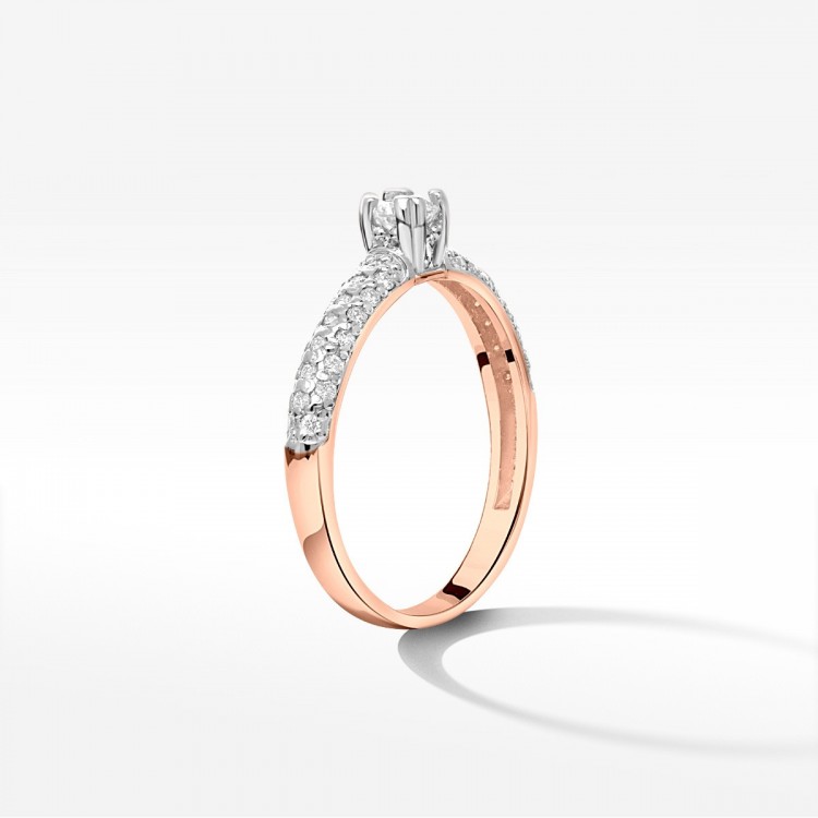 Pierścionek z różowego złota z diamentami  - próba 585 0,36CT PV-198C