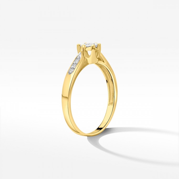 Pierścionek z białego złota z diamentami  - próba 585 0,13CT PV-201A