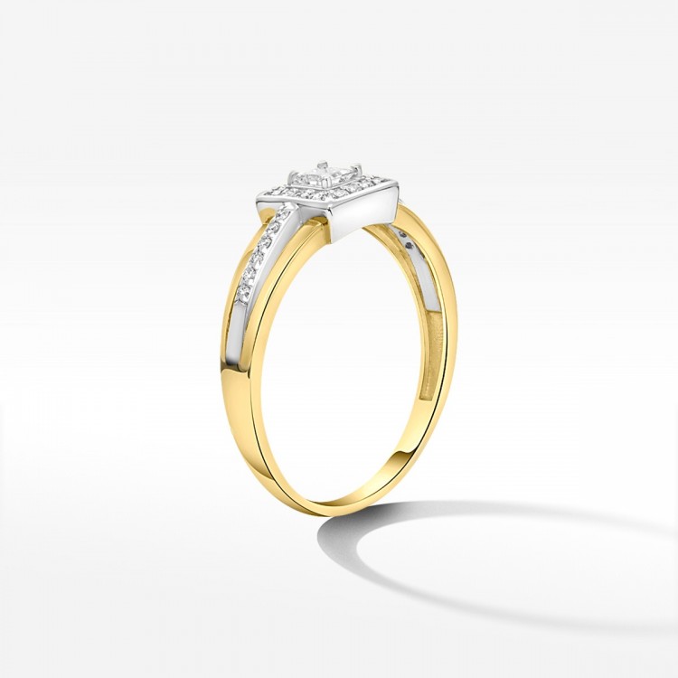 Pierścionek z żółtego złota z diamentami  - próba 585 0,29CT PV-206A