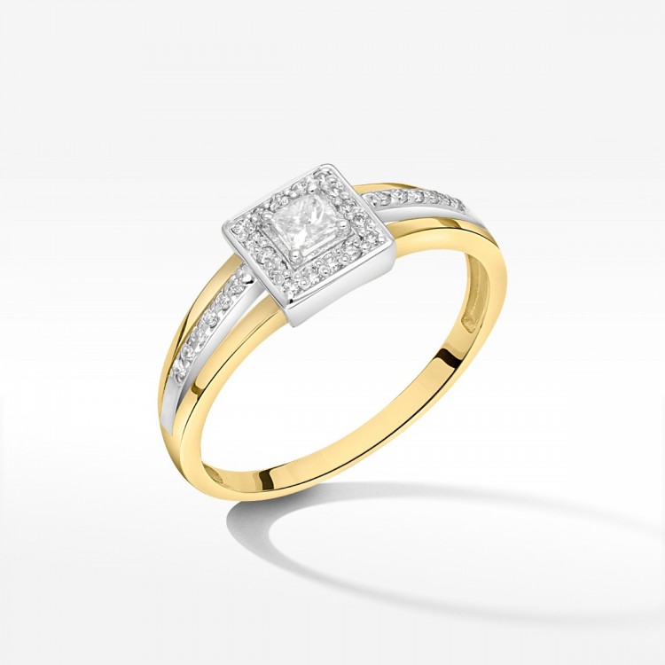 Pierścionek z żółtego złota z diamentami  - próba 585 0,29CT PV-206A
