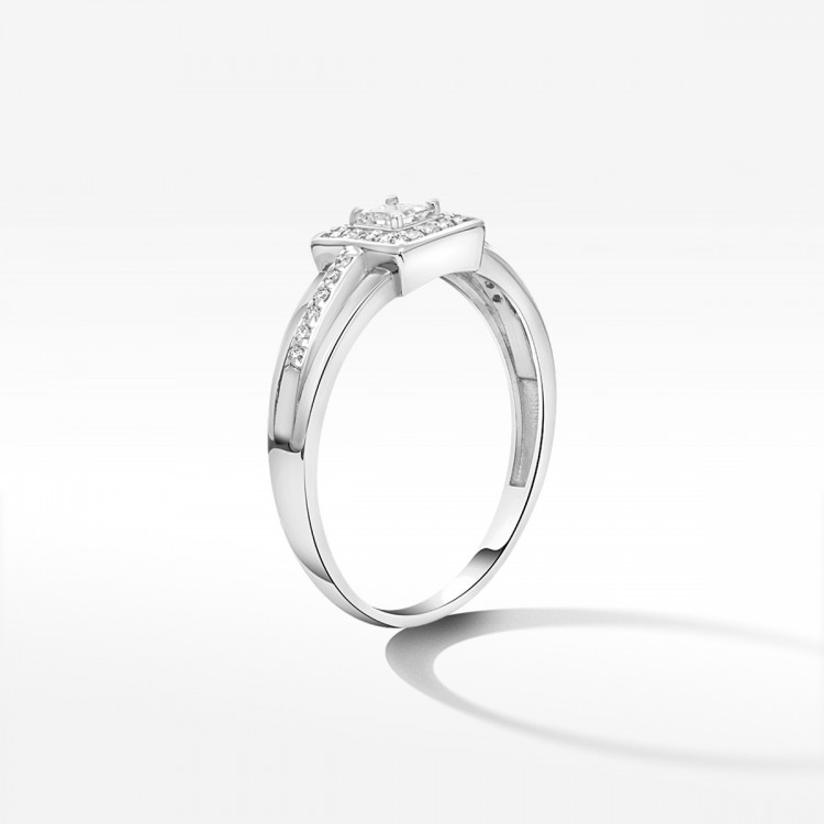 Pierścionek z białego złota z diamentami  - próba 585 0,29CT PV-206B