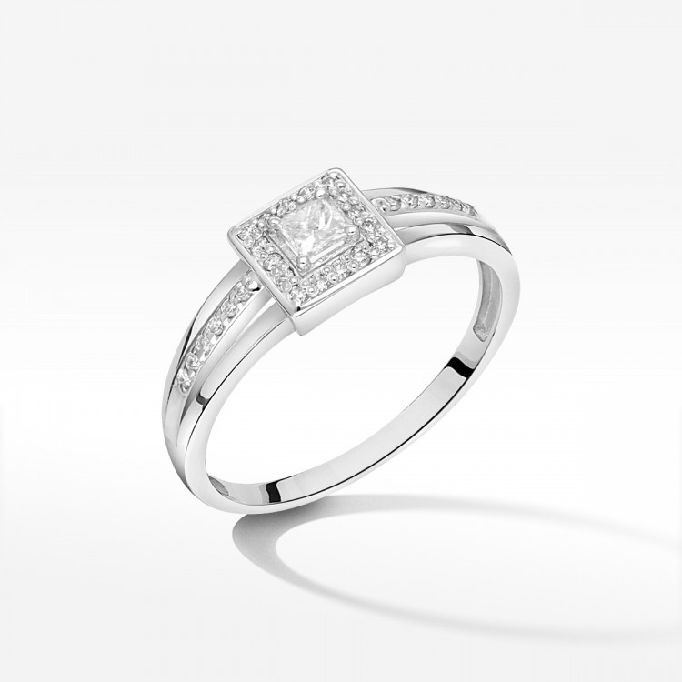 Pierścionek z białego złota z diamentami  - próba 585 0,29CT PV-206B