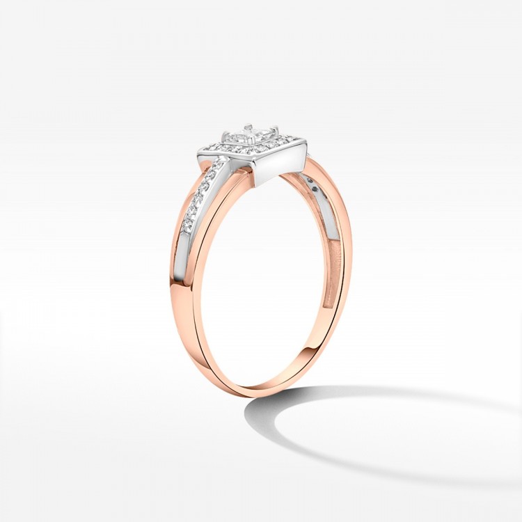 Pierścionek z różowego złota z diamentami  - próba 585 0,29CT PV-206C
