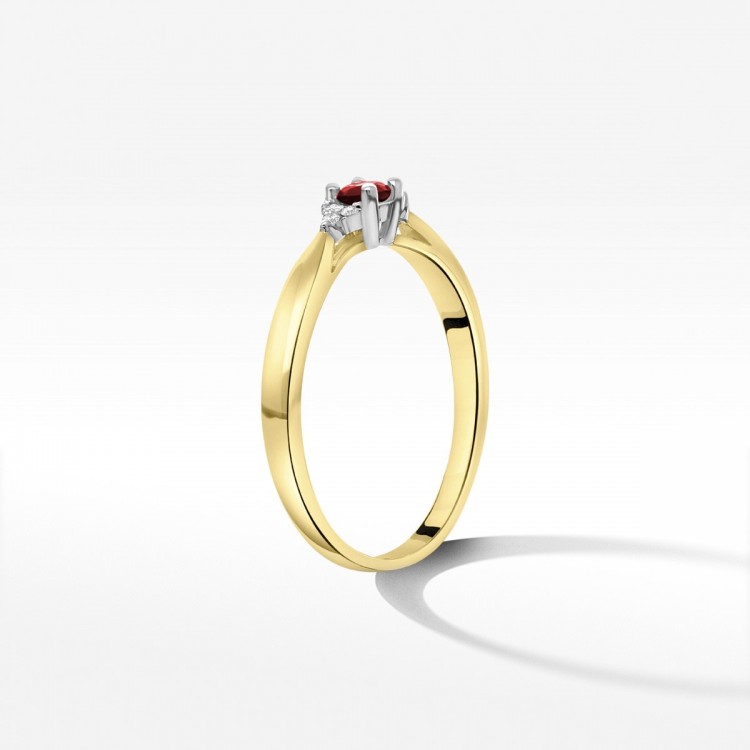 Pierścionek z żółtego złota z rubinem - próba 585 0,18CT PV-199AR