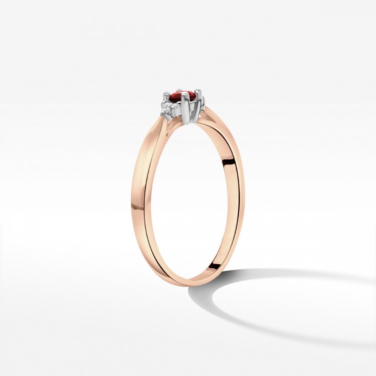 Pierścionek z różowego złota z rubinem - próba 585 0,18CT PV-199CR
