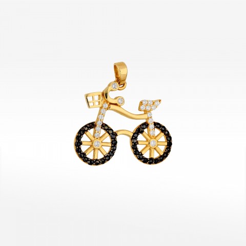 Zawieszka ze złota rower z cyrkoniami