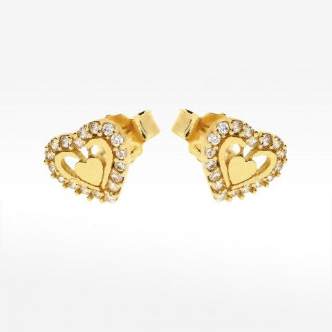 Złote kolczyki w kształcie serca z cyrkoniami