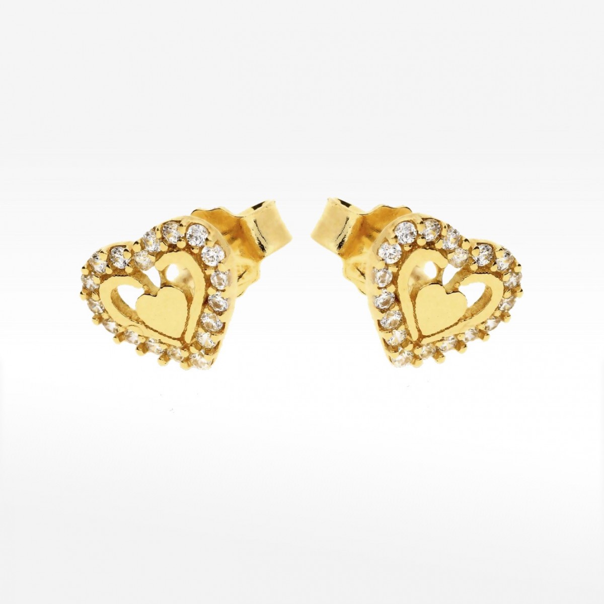 Złote kolczyki w kształcie serca z cyrkoniami