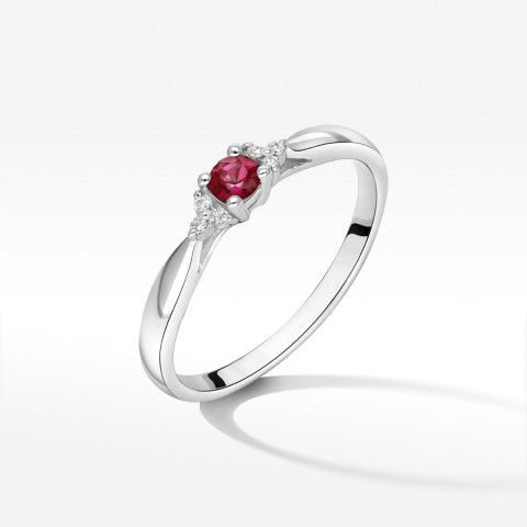 Pierścionek z białego złota z rubinem - próba 585 0,18CT PV-199BR