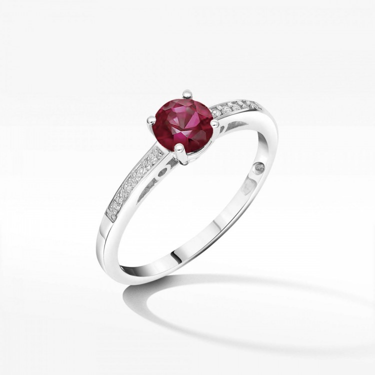 Pierścionek z białego złota z rubinem - próba 585 0,65CT PV-057BR