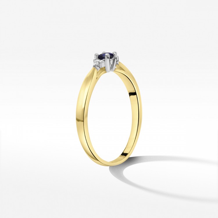 Pierścionek z żółtego złota z szafirem - próba 585 0,18CT PV-199AS