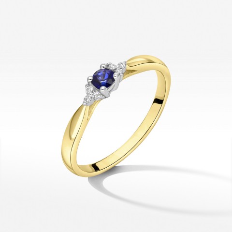 Pierścionek z żółtego złota z szafirem - próba 585 0,18CT PV-199AS