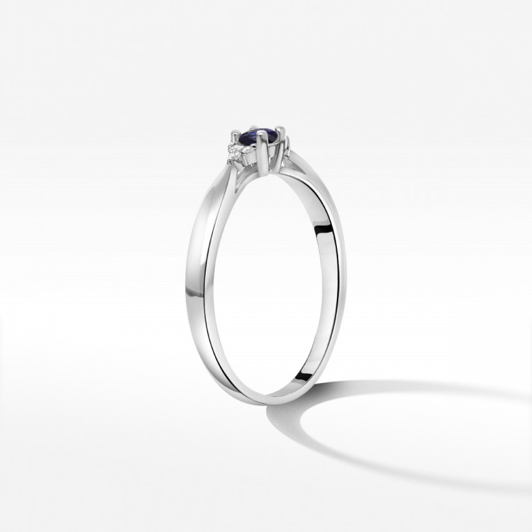 Pierścionek z białego złota z szafirem - próba 585 0,18CT PV-199BS