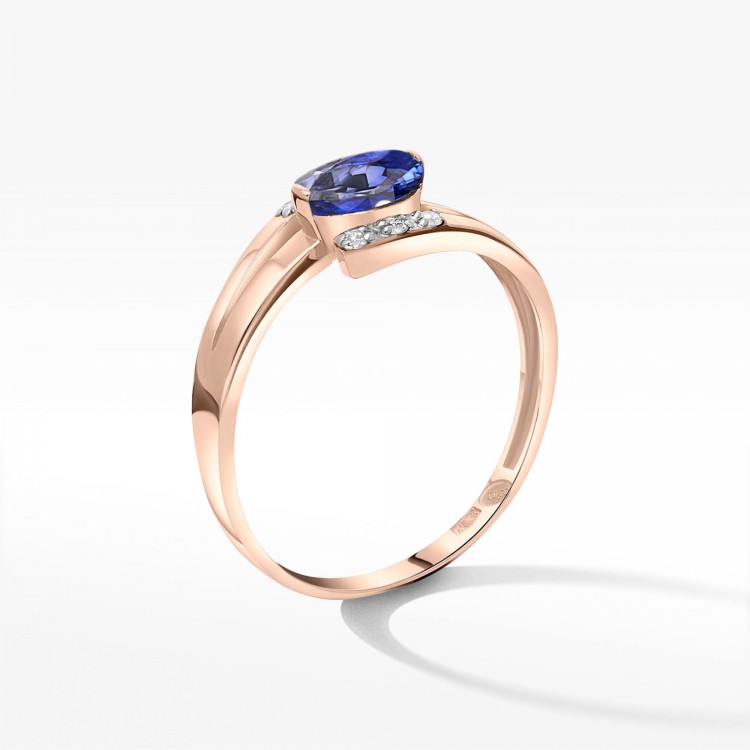 Pierścionek z różowego złota z szafirem - próba 585 0,752CT PV-072CS