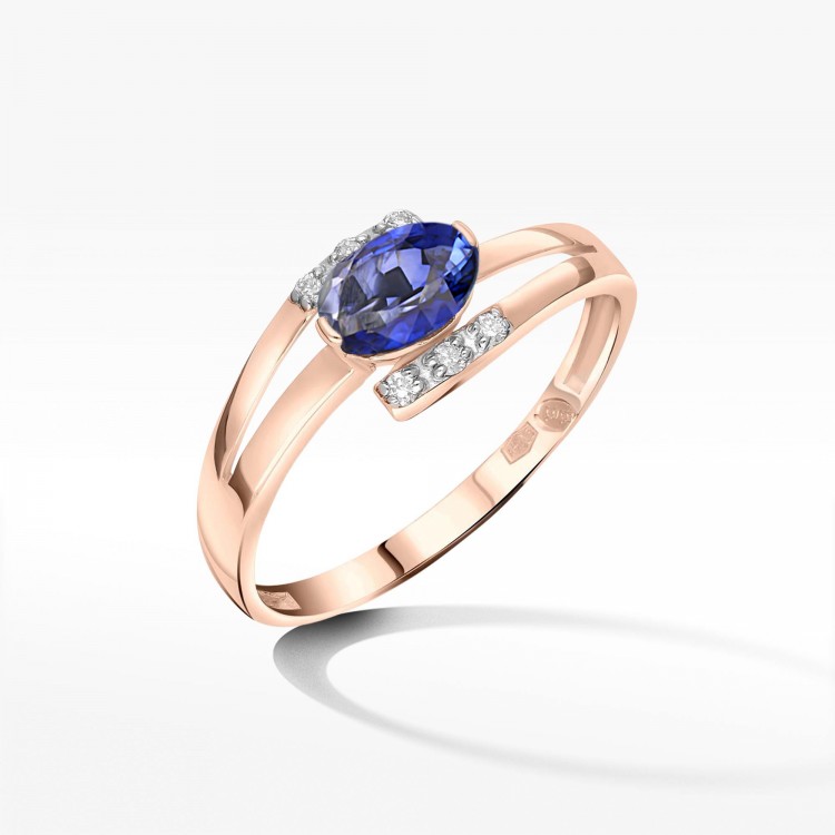 Pierścionek z różowego złota z szafirem - próba 585 0,752CT PV-072CS