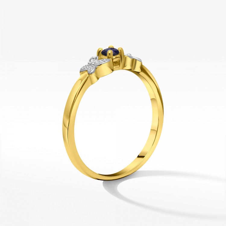 Pierścionek z żółtego złota z szafirem - próba 585 0,17CT PV-165AS