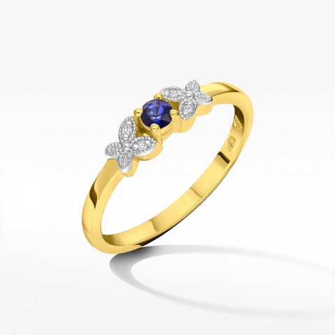 Pierścionek z żółtego złota z szafirem - próba 585 0,17CT PV-165AS