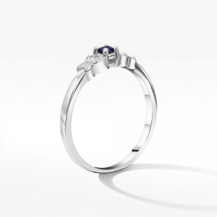 Pierścionek z białego złota z szafirem - próba 585 0,17CT PV-165BS