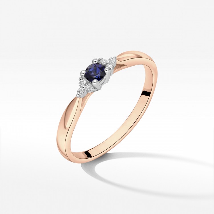 Pierścionek z różowego złota z szafirem - próba 585 0,18CT PV-199CS
