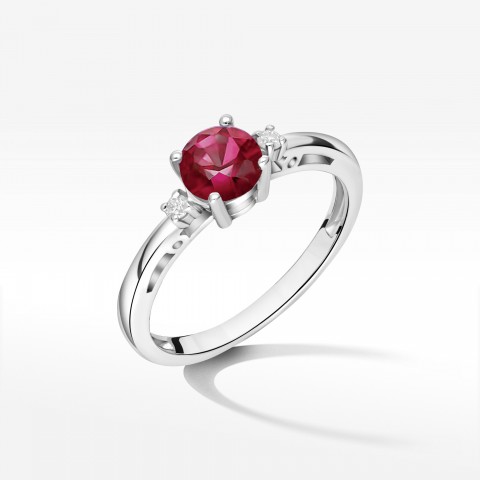 Pierścionek z białego złota z rubinem - próba 585 0,629CT PV-215BR