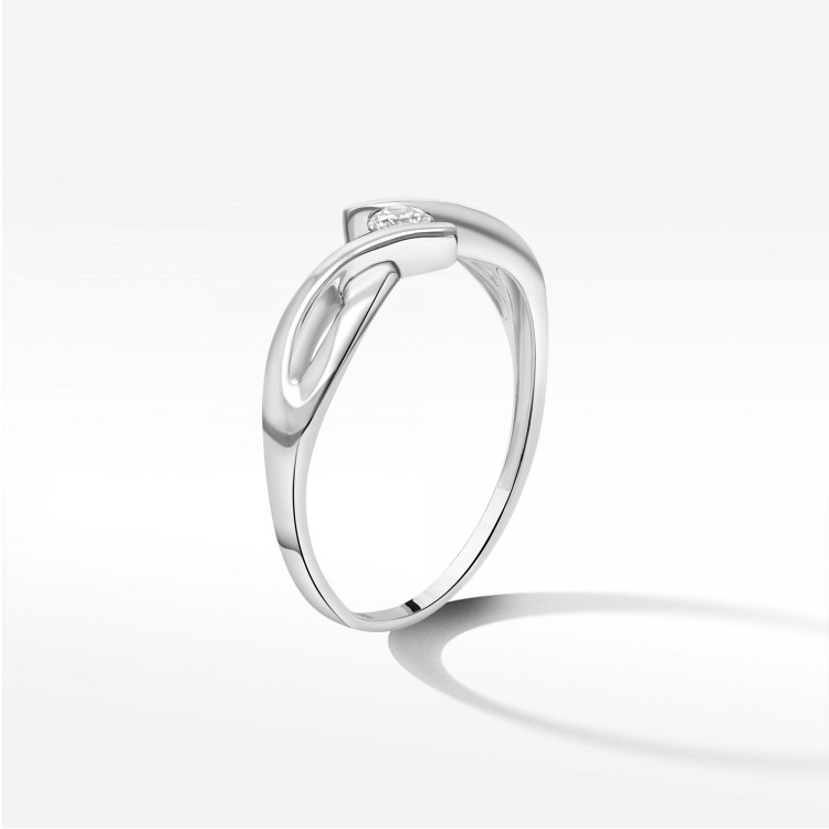 Pierścionek z białego złota z diamentem - próba 585 0,10CT PV-217B