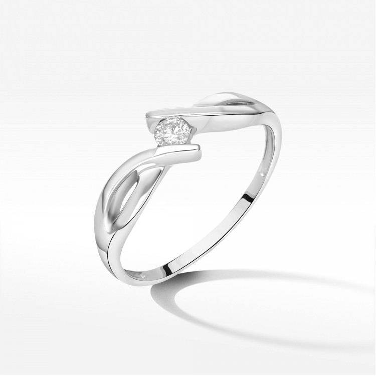 Pierścionek z białego złota z diamentem - próba 585 0,10CT PV-217B