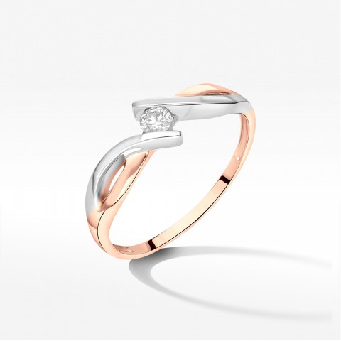 Pierścionek z różowego złota z diamentem - próba 585 0,10CT PV-217C