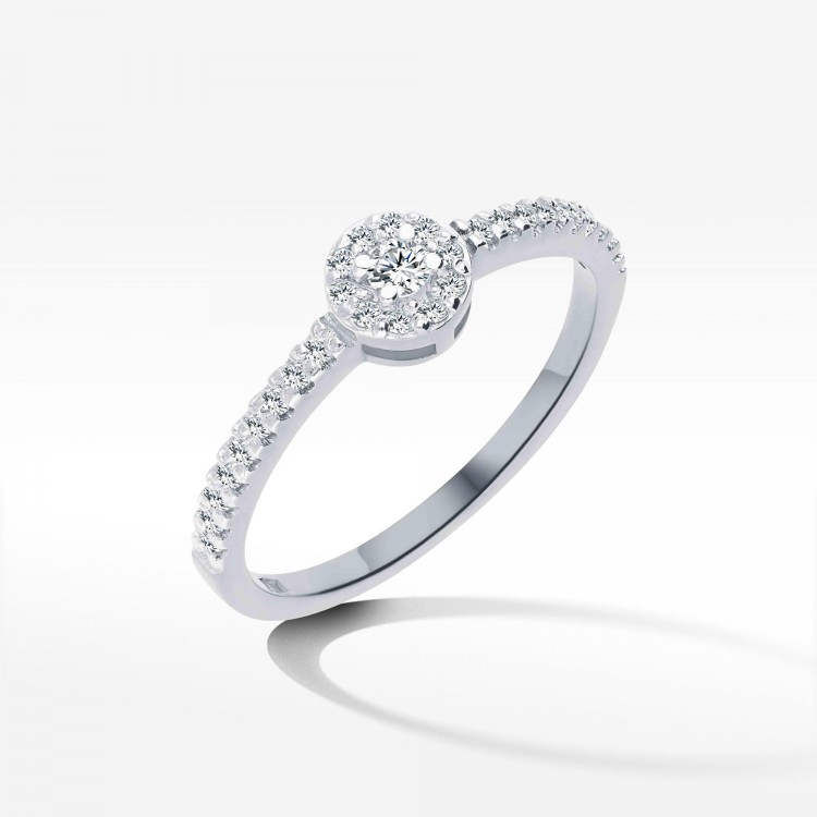 Pierścionek z białego złota z diamentami  - próba 585 0,19CT PV-048B
