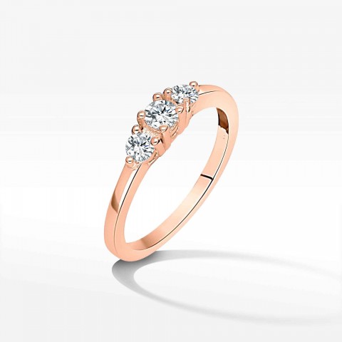 Pierścionek z różowego złota z diamentami  - próba 585 0,33CT PV-076C