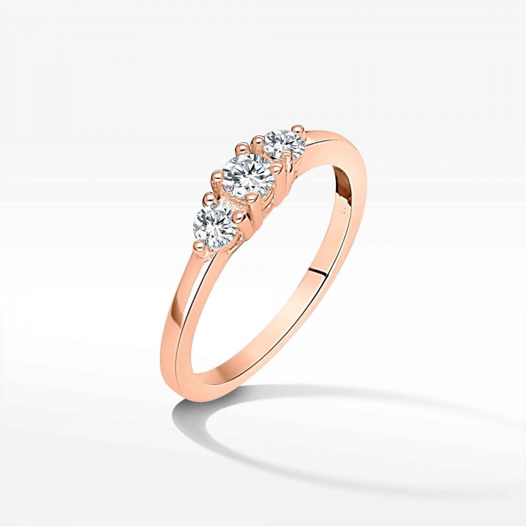 Pierścionek z różowego złota z diamentami  - próba 585 0,33CT PV-076C