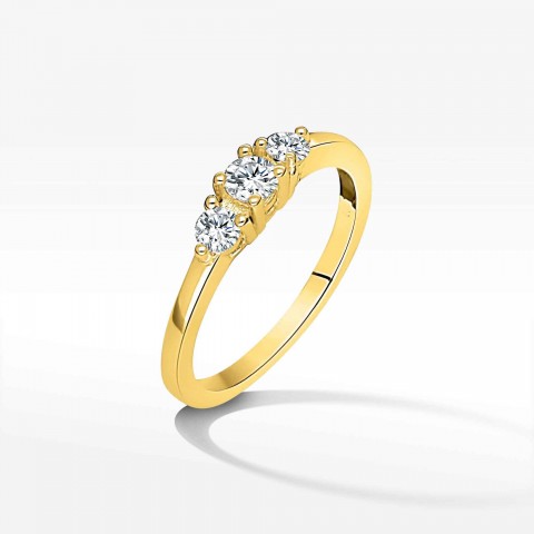Pierścionek z żółtego złota z diamentami  - próba 585 0,33CT PV-076A