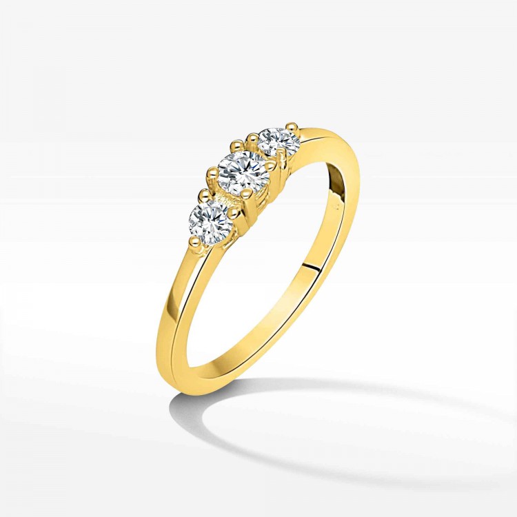 Pierścionek z żółtego złota z diamentami  - próba 585 0,33CT PV-076A