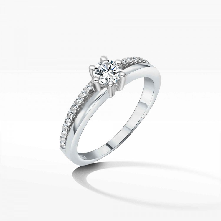 Pierścionek z białego złota z diamentami  - próba 585 0,40CT PV-082B
